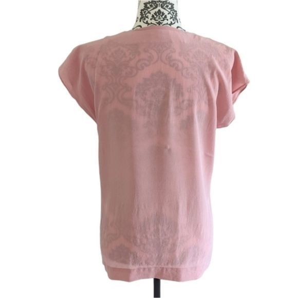 Escada Silk Flutter Sleeve Top Sheer Pink size 8 - Picture 3 of 11